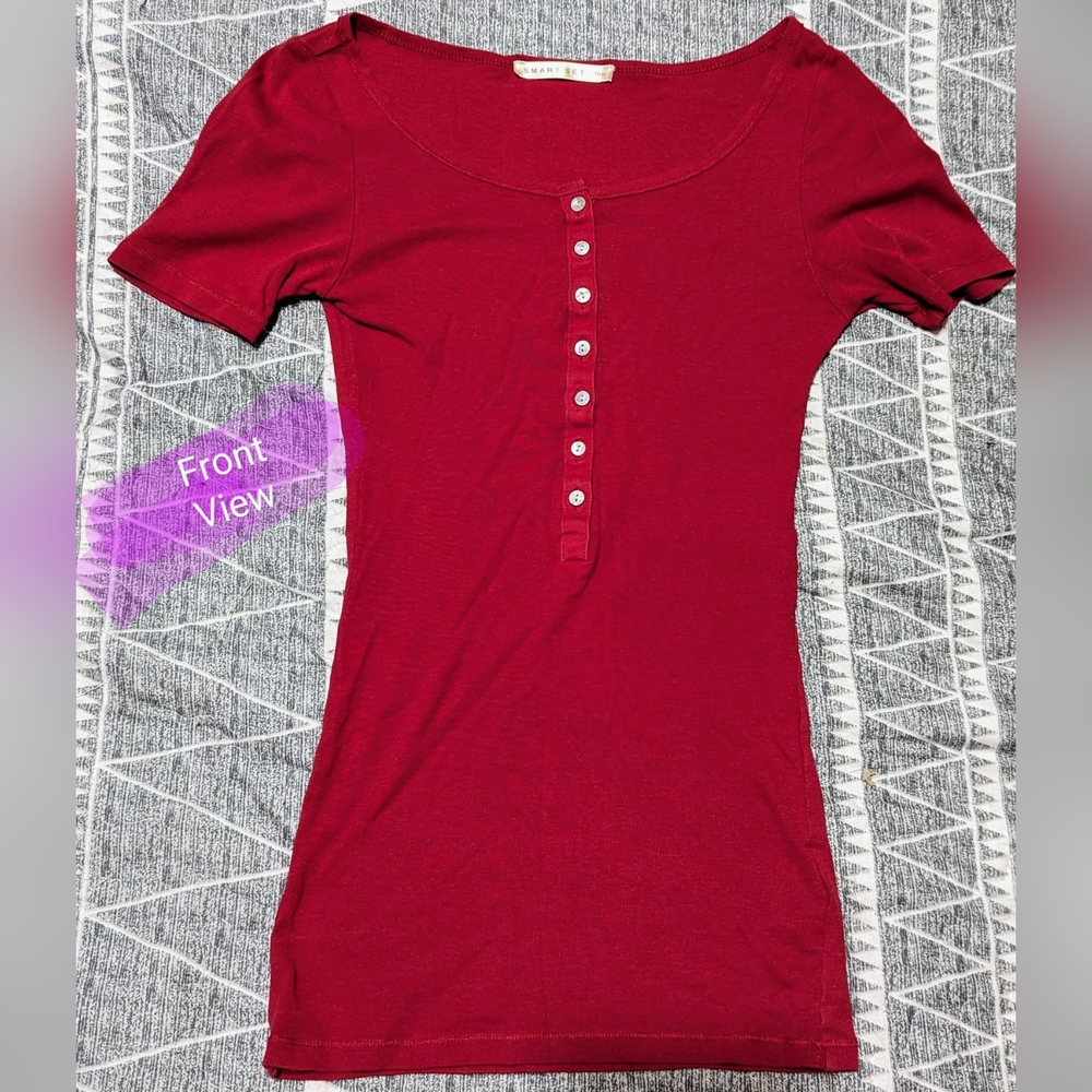 Smart Set ladies Xsmall T shirt, reddish colour, stretchy fabric, EUC - Picture 4 of 12